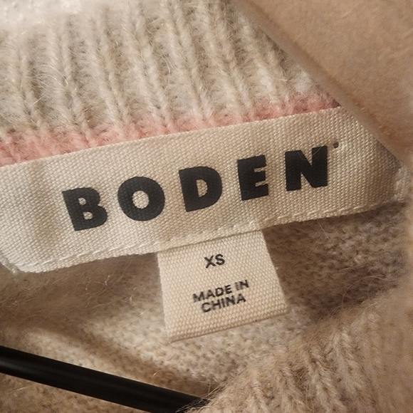 Boden Oatmeal Wool Blend Fluffy Bow Back Jumper  Melange Sweater Womens XS - Picture 3 of 8